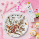 秋の樺の木の木と野結婚花 ペーパープレート (パーティー)