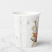 秋の樺の木の木と野結婚花 紙コップ (右)