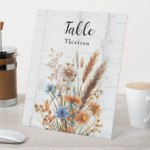 秋の樺の木ツリーとワイルドフラワーテーブル番号 台座サイン (インサイチュ)