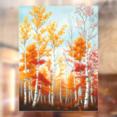 秋の樺の木ツリーズウィンドウにしがみつく ウィンドウサイン (シート2)