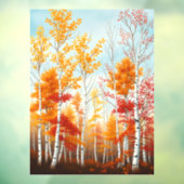 秋の樺の木ツリーズウィンドウにしがみつく ウィンドウサイン (シート3)