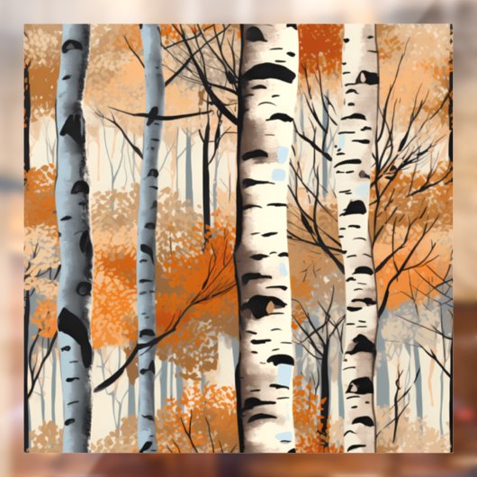 秋の樺の木ツリーズウィンドウにしがみつく ウィンドウサイン (シート2)