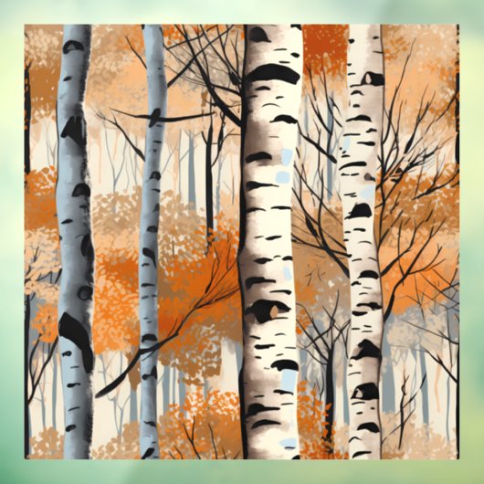 秋の樺の木ツリーズウィンドウにしがみつく ウィンドウサイン (シート3)