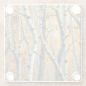 秋の樺の木ツリーズコースター ガラスコースター (裏面)