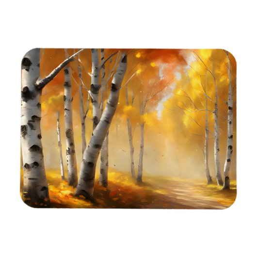 秋の樺の木林フレキシブルマグネット マグネット (横)