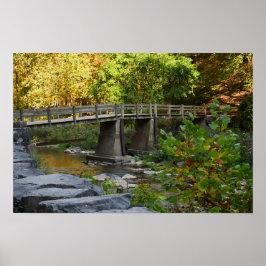 秋の橋の水景フォトポスター ポスター