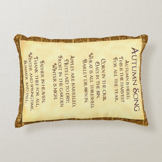 秋の歌の感謝祭素朴詩 アクセントクッション (正面)