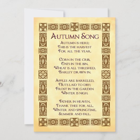 秋の歌の感謝詩のカスタム招待状 招待状 (正面)