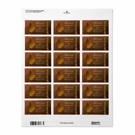 秋の歌の結婚式の引き出物 ラベル (フルシート)