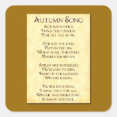 秋の歌感謝祭ハーベストステッカー スクエアシール (正面)