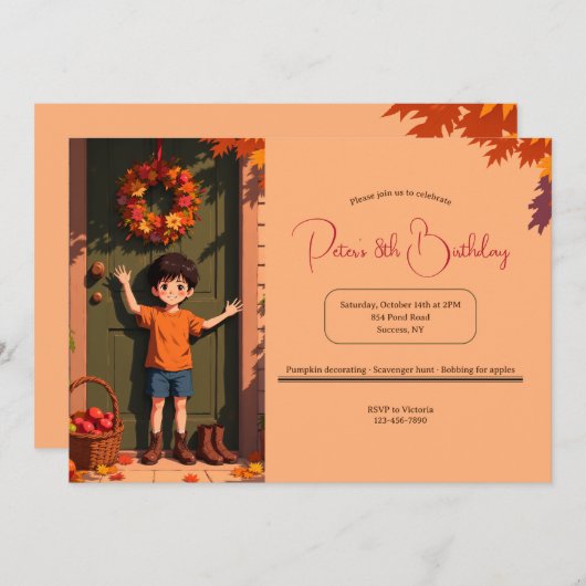 秋の歓迎 招待状 (正面/裏面)