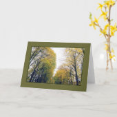 「秋の歩道」グリーティ空白のングカード カード (黄色い花)