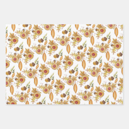 秋の気分の水の色の手絵を描型 ラッピングペーパーシート