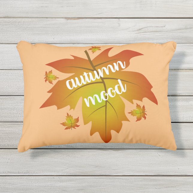 秋の気分タイポグラフィメープル葉 アウトドアクッション (正面)
