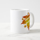 秋の気分タイポグラフィメープル葉 ジャンボコーヒーマグカップ (正面右)