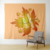 秋の気分タイポグラフィメープル葉 タペストリー (インサイチュ(横))