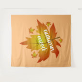 秋の気分タイポグラフィメープル葉 タペストリー (正面(横))