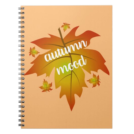 秋の気分タイポグラフィメープル葉 ノートブック (正面)