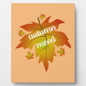 秋の気分タイポグラフィメープル葉 フォトプラーク (正面)