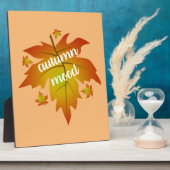 秋の気分タイポグラフィメープル葉 フォトプラーク (側面)