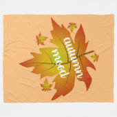 秋の気分タイポグラフィメープル葉 フリースブランケット (正面(横))