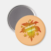 秋の気分タイポグラフィメープル葉 マグネット (正面/裏面)