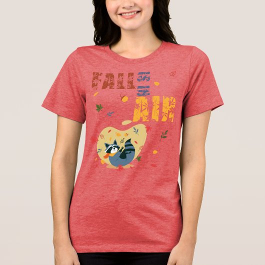 秋の気配 たぬきの秋 トライブレンドTシャツ (正面)