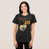 秋の気配 たぬき 秋 トライブレンドＴシャツ (正面全面)