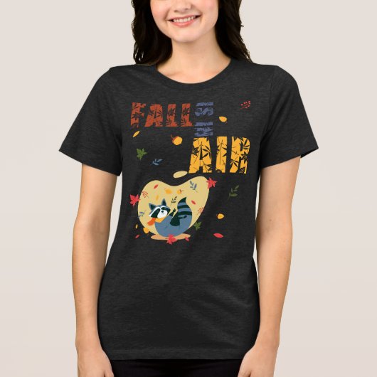 秋の気配 たぬき 秋 トライブレンドＴシャツ (正面)