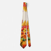 秋の水のカラーハーベストカボチャ秋フローラ ネクタイ (正面)