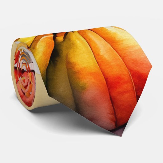 秋の水のカラーハーベストカボチャ秋フローラ ネクタイ (ロール)