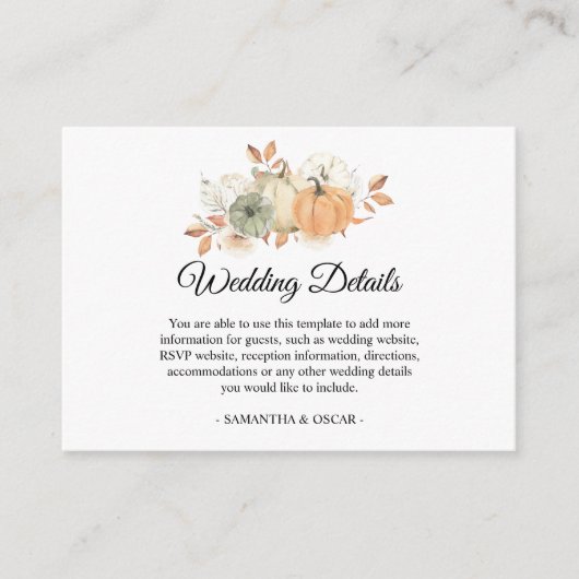 秋の水の色かぼちゃと花 エンクロージャーカード (正面)