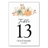 秋の水の色かぼちゃと花 テーブルナンバー (正面)