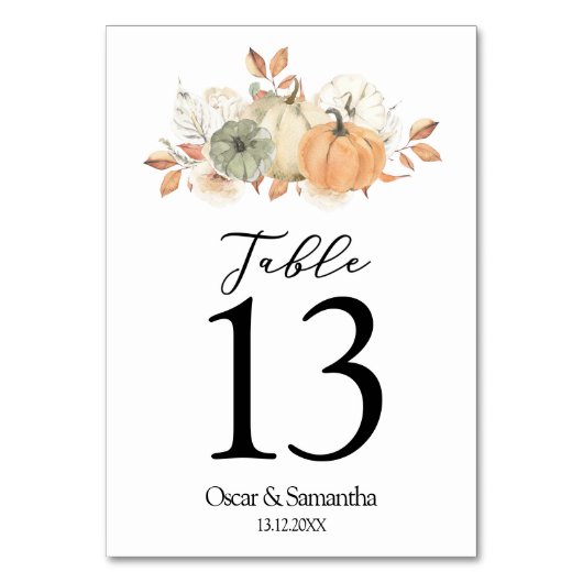秋の水の色かぼちゃと花 テーブルナンバー (正面)