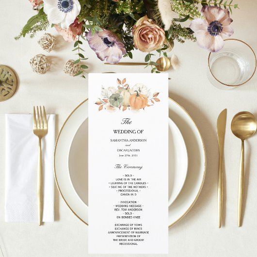 秋の水の色かぼちゃと花 メニュー