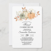 秋の水の色かぼちゃと花 招待状 (正面)