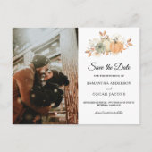 秋の水の色かぼちゃと花 案内ポストカード (正面)