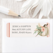 秋の水の色かぼちゃの秋緑のピンクメール ラベル (インサイチュ)