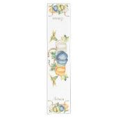 秋の水の色かぼちゃブルーホワイトオレンジ ショートテーブルランナー (正面)