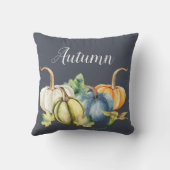 秋の水の色かぼちゃブルー クッション (裏面)