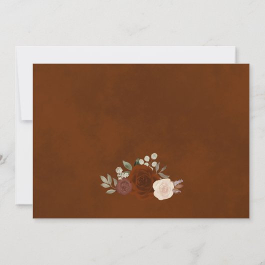 秋の水の色のフローラエレガシンプルントウェディング セーブザデート (裏面)