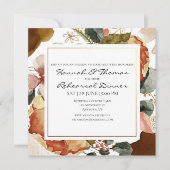 秋の水の色のフローラ結婚のリハーサルディナー 招待状 (正面)