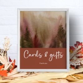 秋の水の色の森テラコタカードとギフト ポスター