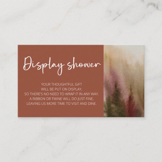 秋の水の色の森テラコタディスプレイシャワー エンクロージャーカード (正面)