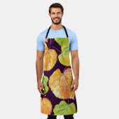 秋の水の色の花模様、シームレスなパターン。 エプロン (着用した状態)