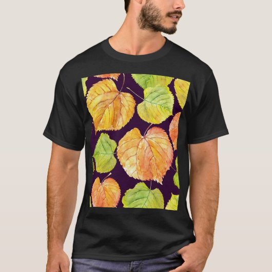 秋の水の色の花模様、シームレスなパターン。 Tシャツ (正面)