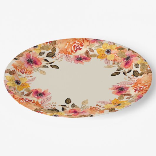 秋の水の色の花紙プレート ペーパープレート (アングル)