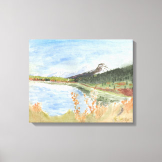 秋の水の色の荒野の湖： キャンバスプリント