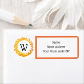 秋の水の色の葉の渦巻きオレンジ黄色 ラベル (インサイチュ)