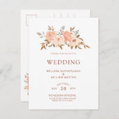 秋の水の色の赤面結婚フローラ インビテーションポストカード (正面/裏面)